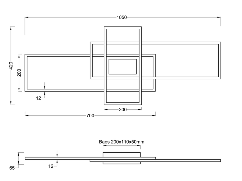 Große LED Deckenleuchte CANTA hell mit 6.600 Lumen, dimmbar, Silber Breite 105cm