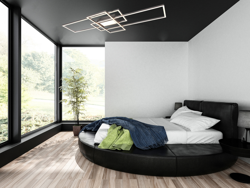 Große LED Deckenleuchte CANTA hell mit 6.600 Lumen, dimmbar, Silber Breite 105cm