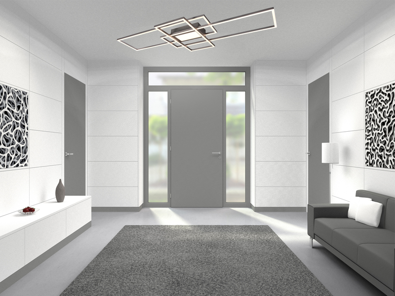 Große LED Deckenleuchte CANTA hell mit 6.600 Lumen, dimmbar, Silber Breite 105cm