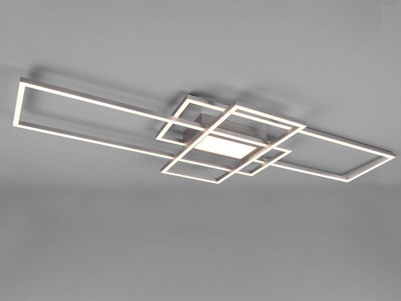 Große LED Deckenleuchte CANTA hell mit 6.600 Lumen, dimmbar, Silber Breite 105cm