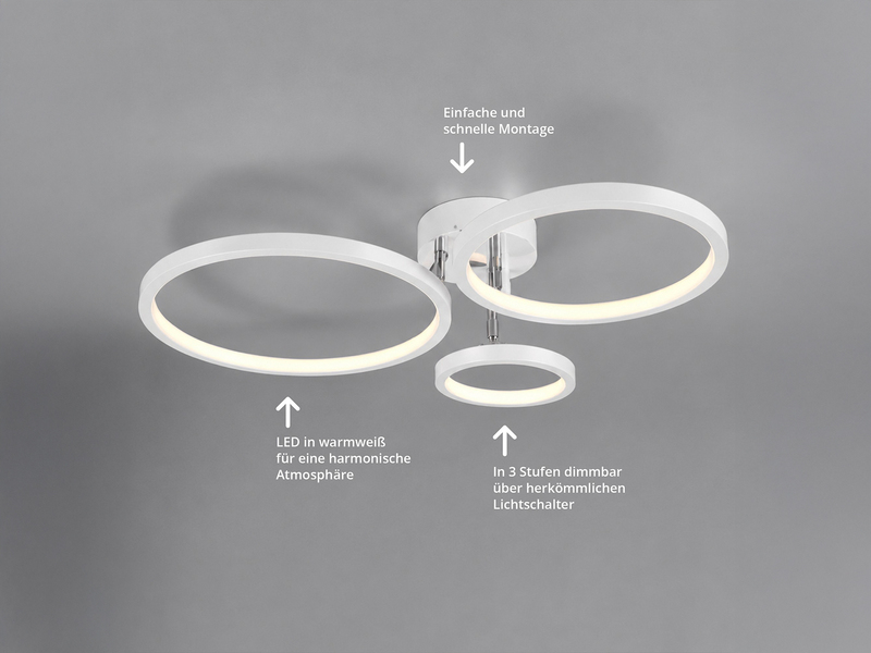 LED Deckenleuchte CORNA schwenkbar & dimmbar, Weiß Breite 71cm