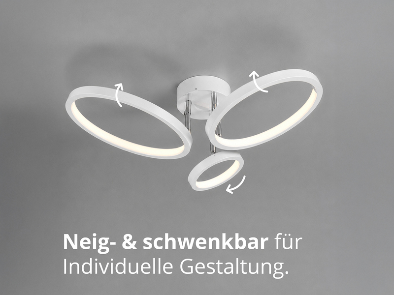 LED Deckenleuchte CORNA schwenkbar & dimmbar, Weiß Breite 71cm