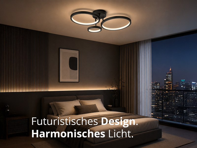 LED Deckenleuchte CORNA schwenkbar & dimmbar, Schwarz Breite 71cm