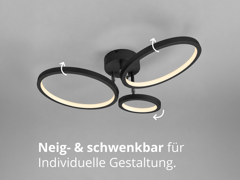 LED Deckenleuchte CORNA schwenkbar & dimmbar, Schwarz Breite 71cm