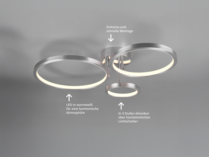 LED Deckenleuchte CORNA schwenkbar & dimmbar, Silber Breite 71cm
