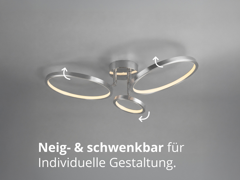 LED Deckenleuchte CORNA schwenkbar & dimmbar, Silber Breite 71cm