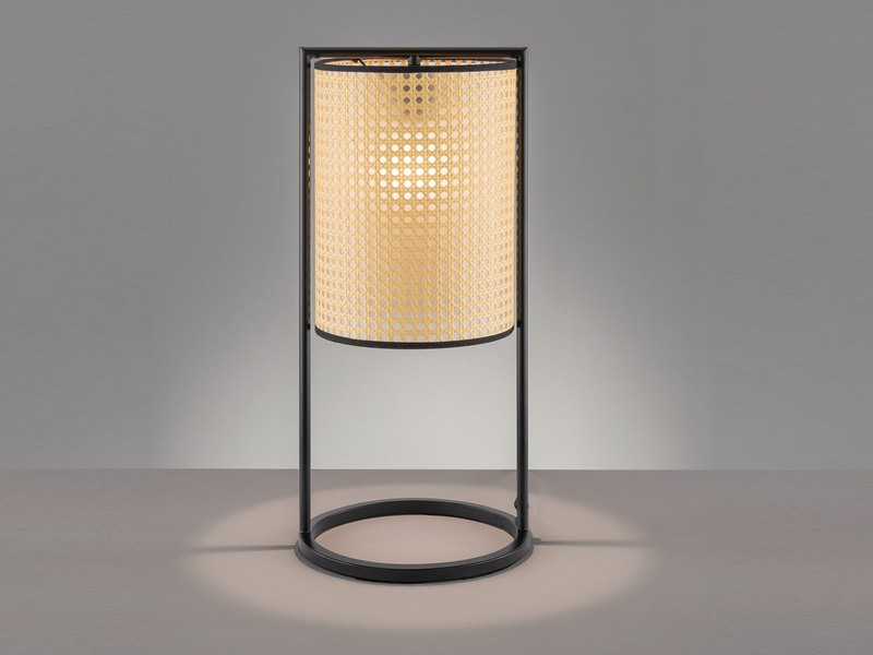 Tischleuchte TYLER mit Geflecht Rattan Optik, Höhe 56cm