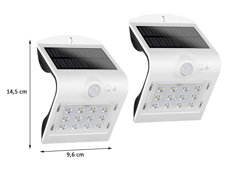 LED Solar Wandleuchte 2er SET Außenleuchte Fassadenbeleuchtung Weiß 14,5x9,6cm
