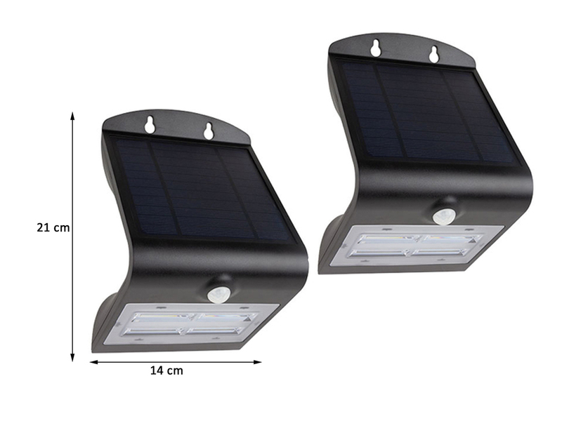LED Solar Wandleuchten 2er SET Außenleuchte Fassadenbeleuchtung Schwarz 21x14cm