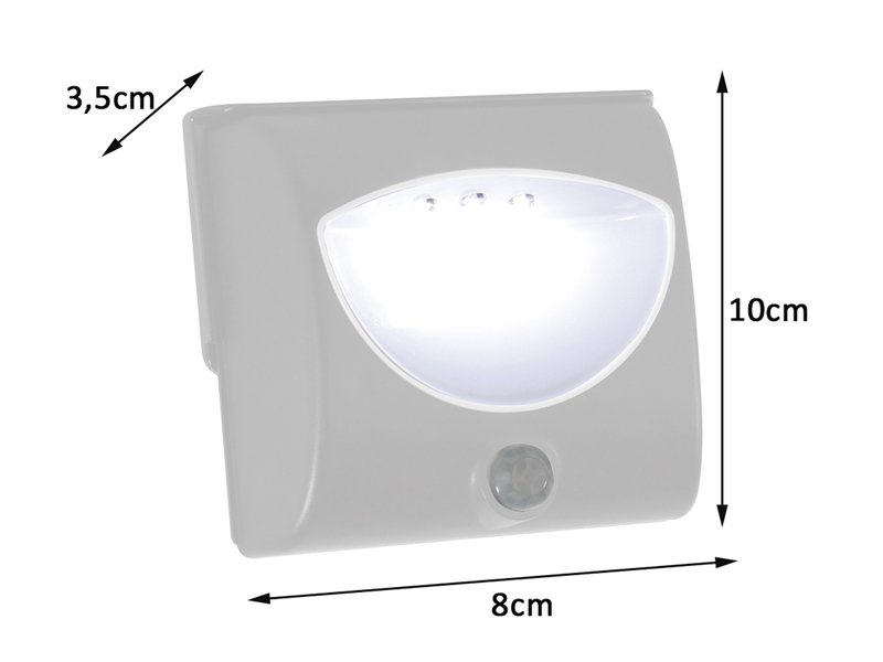 LED Treppenlicht Orientierungslicht mit Bewegungsmelder, Batteriebetrieb, Silber