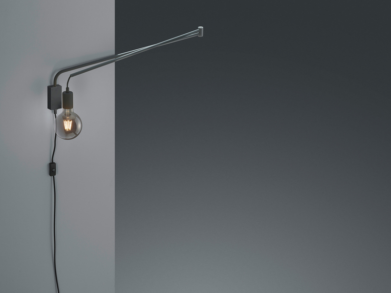 Schwenkbare LED Wandlampe - schwarze Kabelleuchte mit Schnurschalter & Stecker