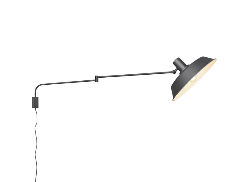 LED Wandlampe Schwarz schwenkbar mit Schnurschalter & Stecker, Länge max. 150cm