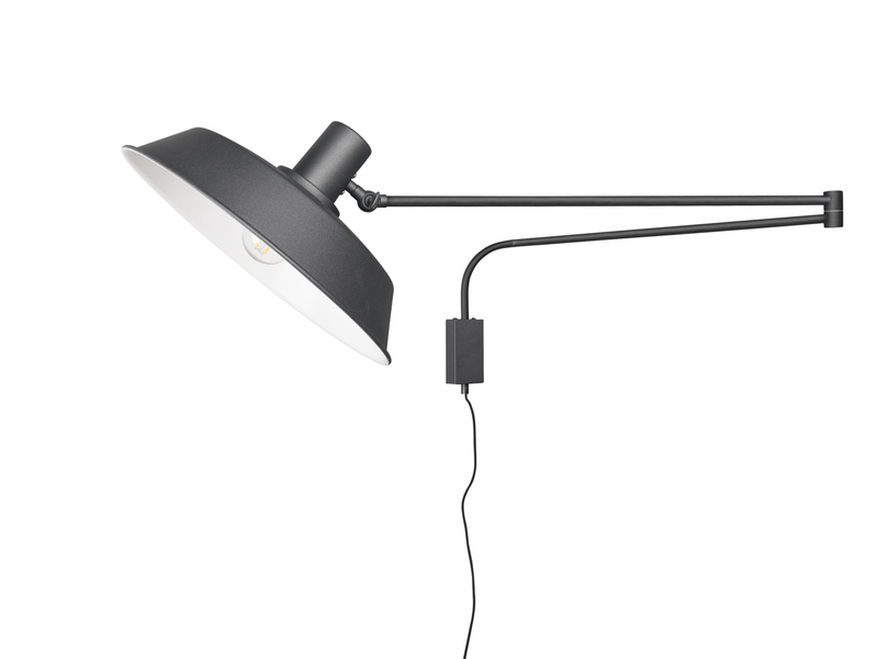 LED Wandlampe Schwarz schwenkbar mit Schnurschalter & Stecker, Länge max. 150cm