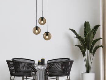Stylishe Rauchglas Kugel Pendelleuchte dreiflammig