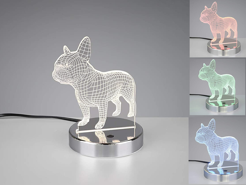ZCLD 3D-Effekt Französische Bulldogge Form Lampe 3D Optische Täuschung Licht Haustier Hund Schlafzimmer Nachtlicht Dekor Tischlampe Hundeliebhaber Begleiter Hund Geschenk