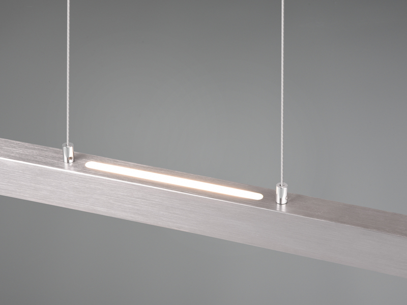 Schmale LED Balkenpendelleuchte BELFAST Silber 3 Stufen dimmbar - 115cm