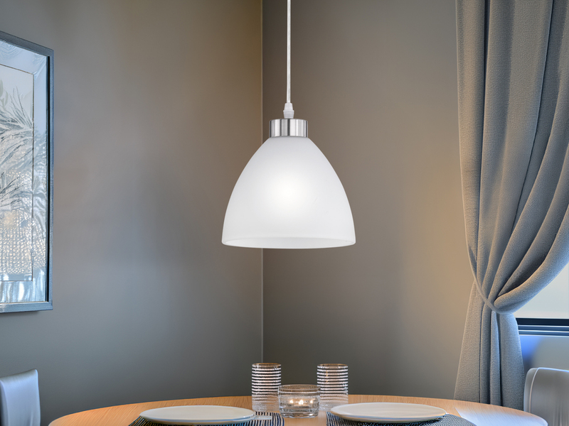 LED Pendelleuchte mit Glas Lampenschirm in Weiß, Ø 20cm