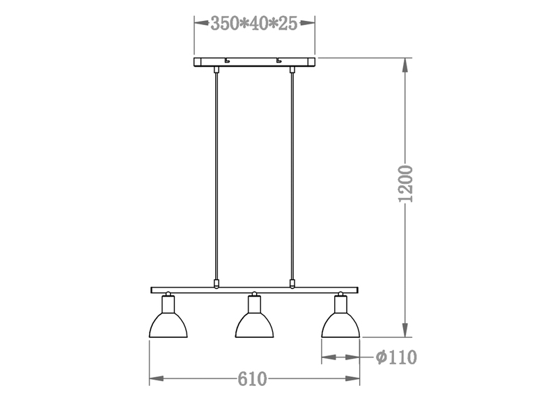 LED Balken Pendelleuchte 3 flammig Lampenschirme Glas Weiß, Breite 61cm