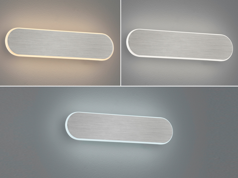 Flache LED Wandleuchte CARLO Silber mit indirekter Wandbeleuchtung - 35cm