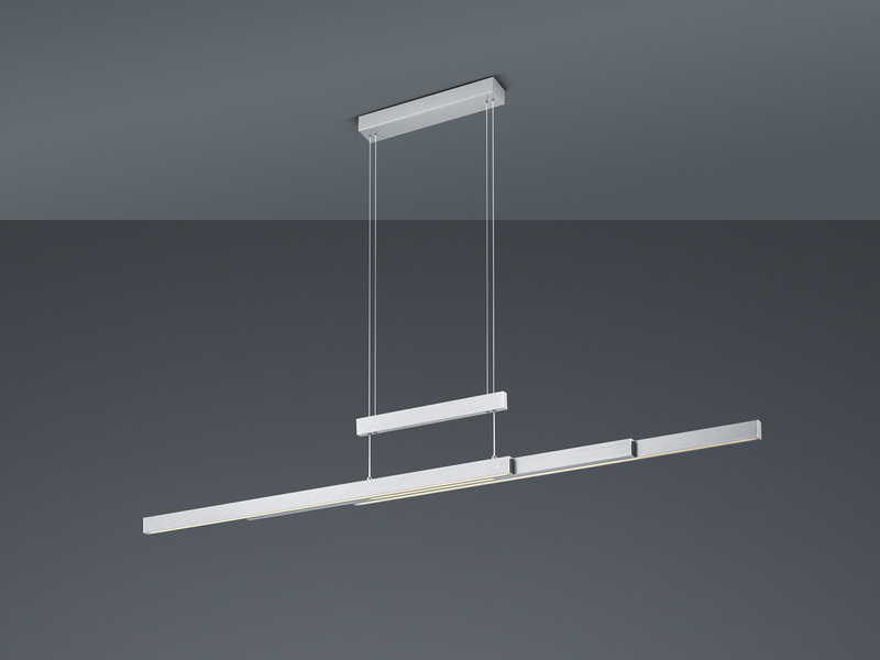 LED Pendelleuchte TRAJAN ausziehbar höhenverstellbar Silber, max. Breite 150cm