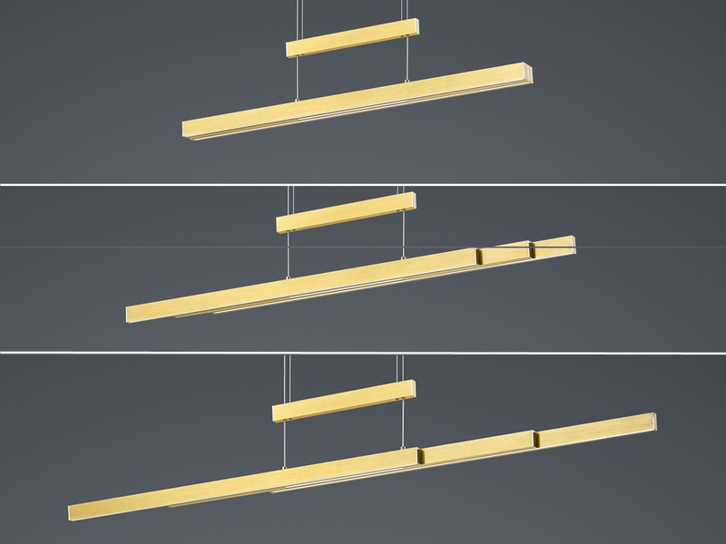 LED Pendelleuchte TRAJAN höhenverstellbar ausziehbar Messing, max. Breite 150cm