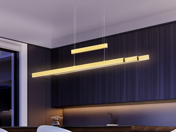 LED Pendelleuchte TRAJAN höhenverstellbar ausziehbar Messing, max. Breite 150cm