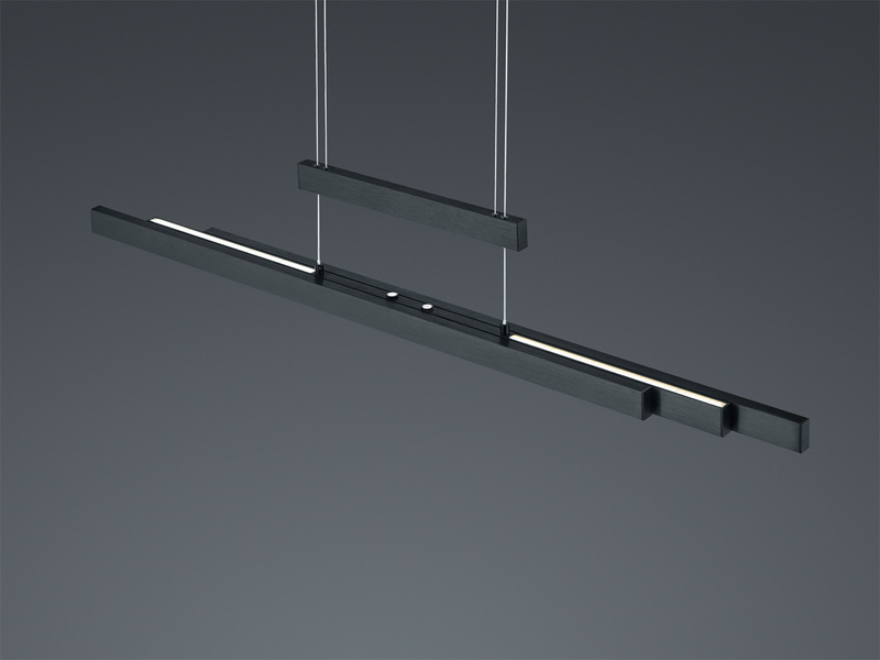 LED Pendelleuchte TRAJAN ausziehbar höhenverstellbar Schwarz, max. Breite 150cm