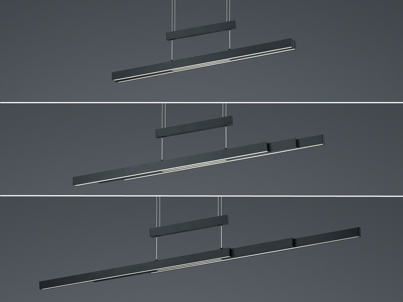 LED Pendelleuchte TRAJAN ausziehbar höhenverstellbar Schwarz, max. Breite 150cm