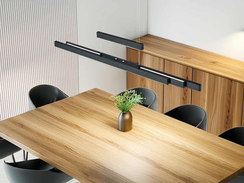 LED Pendelleuchte TRAJAN ausziehbar höhenverstellbar Schwarz, max. Breite 150cm