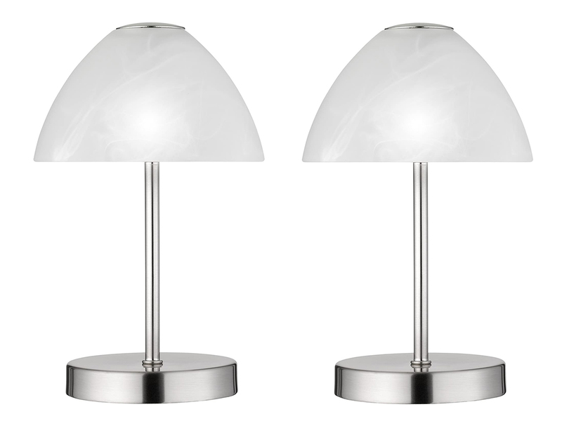 2er SET LED Tischlampen dimmbar, Metall Silber matt, Höhe 24cm