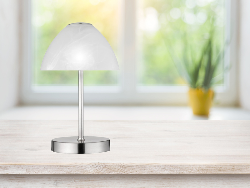 2er SET LED Tischlampen dimmbar, Metall Silber matt, Höhe 24cm