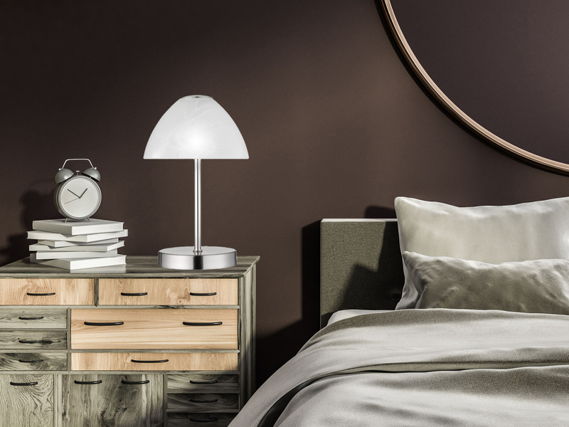 2er SET LED Tischlampen dimmbar, Metall Silber matt, Höhe 24cm