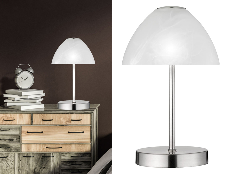 2er SET LED Tischlampen dimmbar, Metall Silber matt, Höhe 24cm