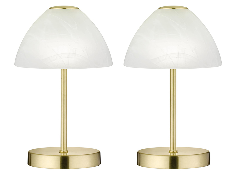 2er SET LED Tischlampen dimmbar, Metall Messing matt, Höhe 24cm