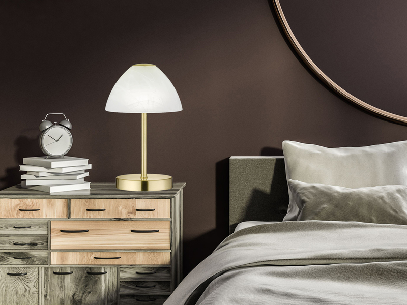 2er SET LED Tischlampen dimmbar, Metall Messing matt, Höhe 24cm