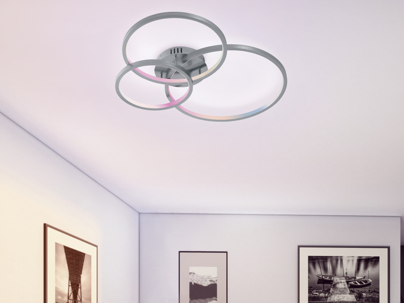 WIZ LED Deckenleuchte AARON Anthrazit 79cm breit mit Fernbedienung