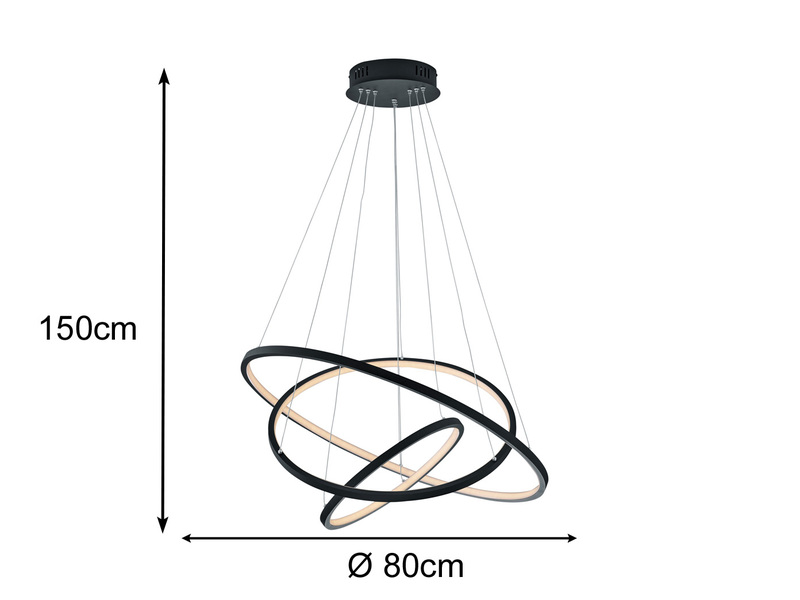 WIZ LED Pendellleuchte AARON Anthrazit mit Fernbedienung, Ø 80cm