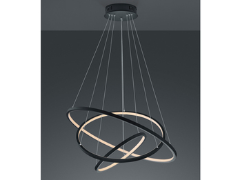 WIZ LED Pendellleuchte AARON Anthrazit mit Fernbedienung, Ø 80cm