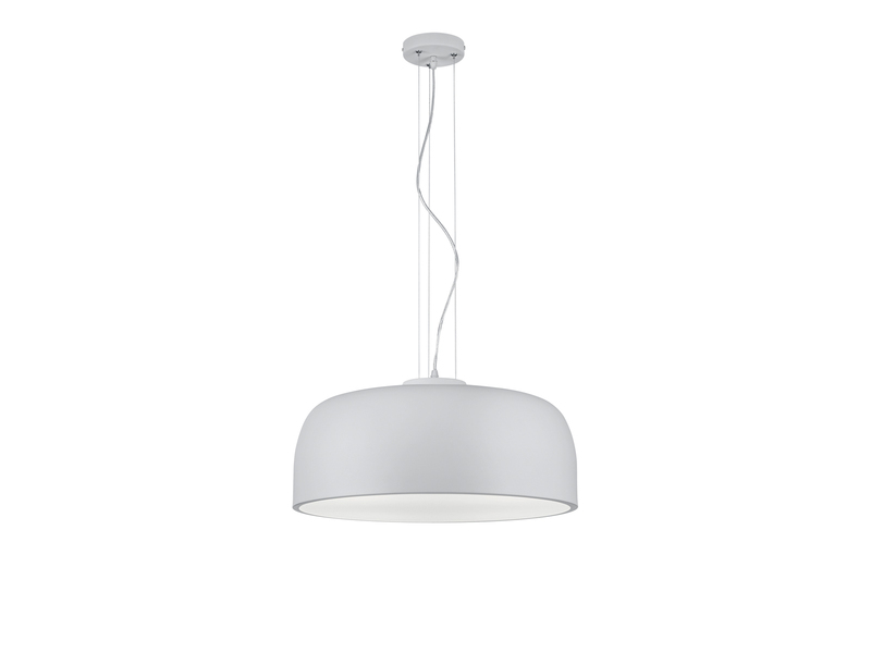 Große LED Pendelleuchte mit Lampenschirm Metall Weiß, Ø 52cm