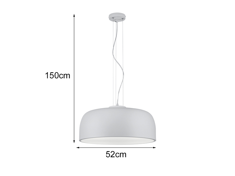 Große LED Pendelleuchte mit Lampenschirm Metall Weiß, Ø 52cm