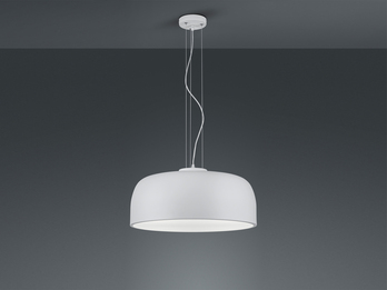 Große LED Pendelleuchte mit Lampenschirm Metall Weiß, Ø 52cm