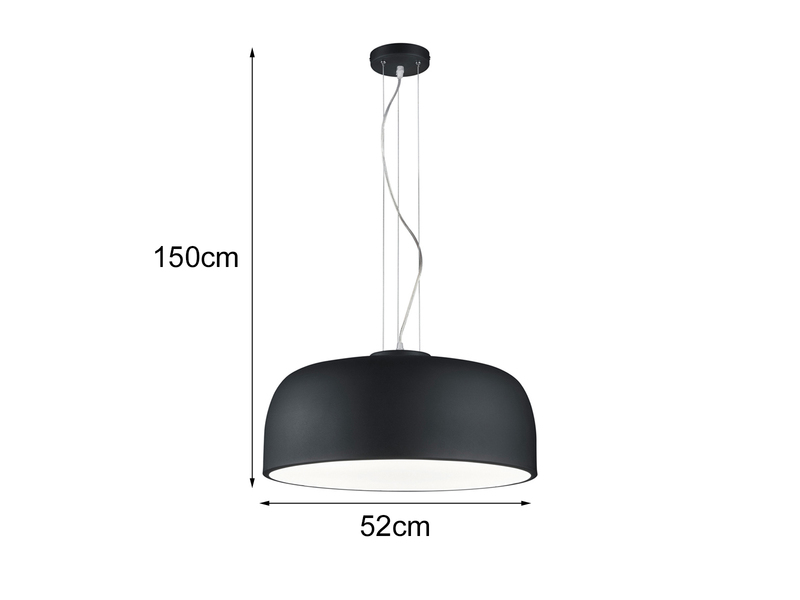 Große LED Pendelleuchte mit Lampenschirm Metall Schwarz, Ø 52cm