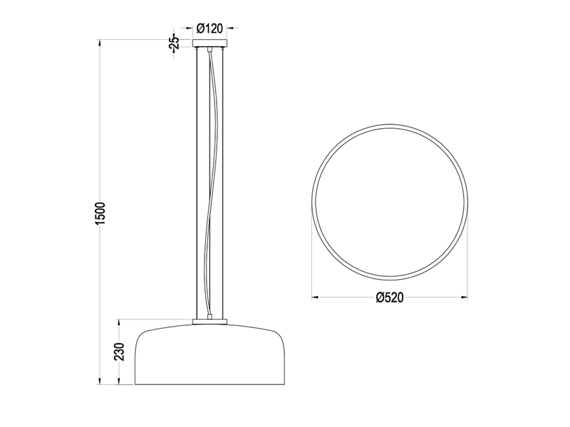Große LED Pendelleuchte mit Lampenschirm Metall Schwarz, Ø 52cm