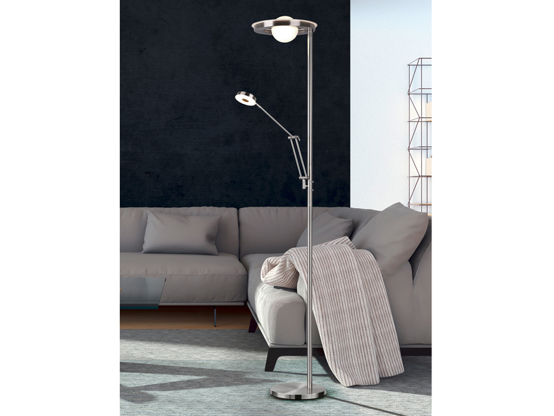 18 W SMD LED Stehleuchte Deckenfluter Wohnzimmer Standlampe silber  H 180 cm 