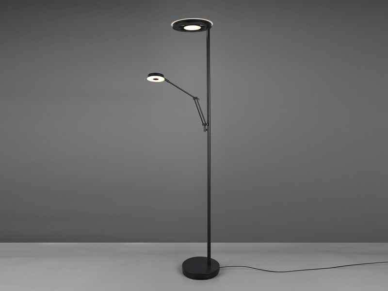 LED Deckenfluter BARRIE mit Leselampe verstellbar Schwarz, Höhe 181cm