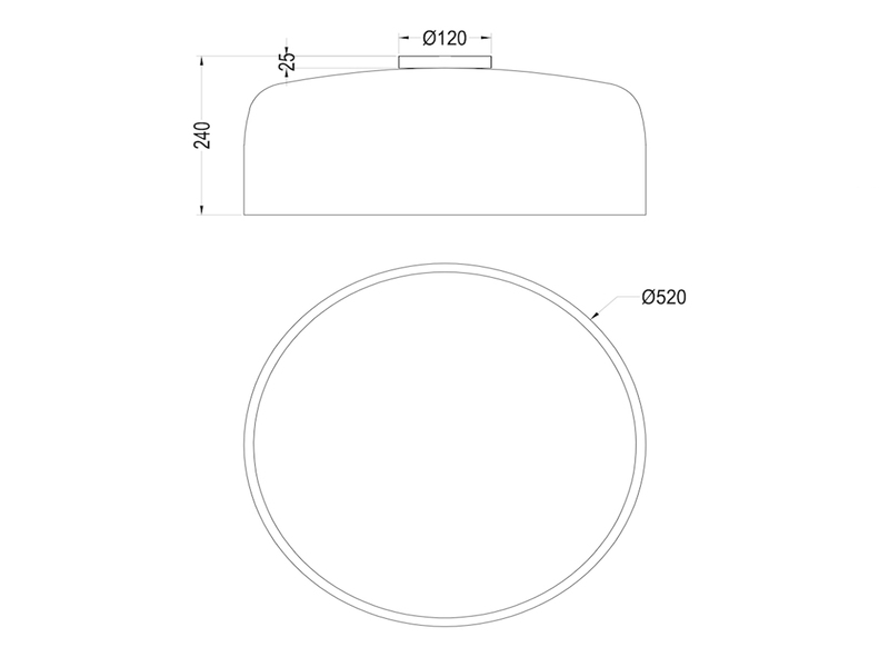 Große runde LED Deckenleuchte Metall Lampenschirm Ø 52cm, weiß