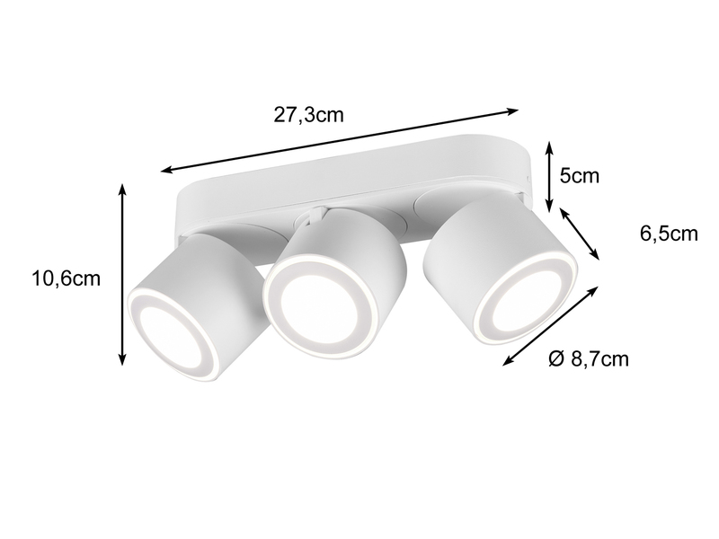 LED Deckenstrahler TAURUS 3-flammig Weiß, Breite 27,3cm