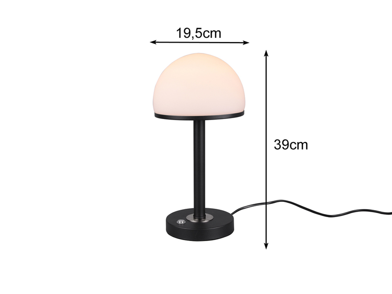 LED Tischleuchte 2er Set Schwarz mit Glas Lampenschirm dimmbar