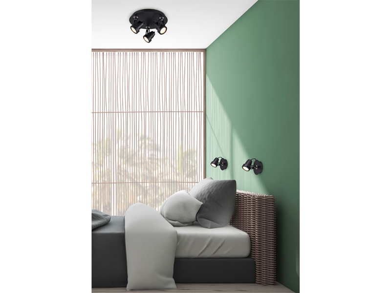 Retro Deckenstrahler GOA 2 flammig Schwarz Spots schwenkbar