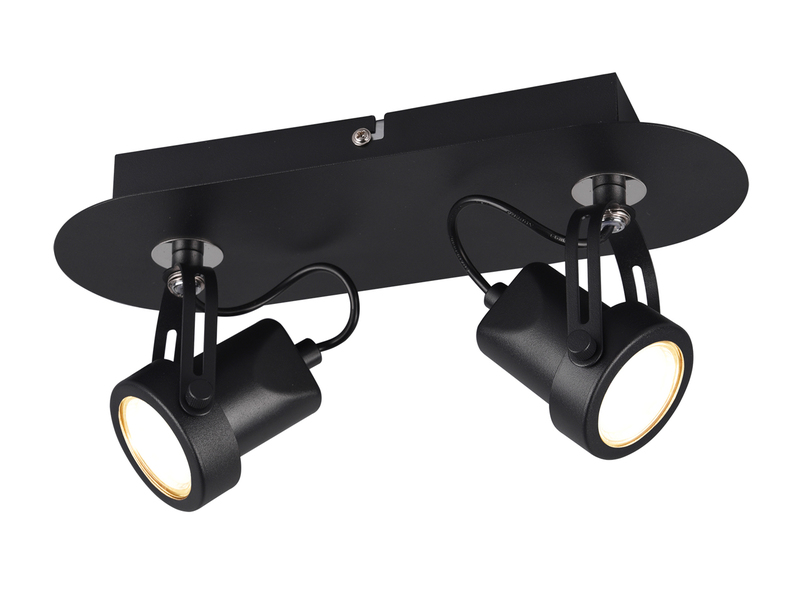 Retro Deckenstrahler GOA 2 flammig Schwarz Spots schwenkbar